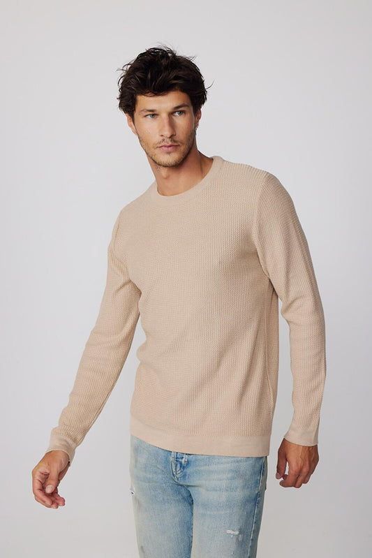 Slim Fit Crew Neck Patterned Stone Men's Sweater