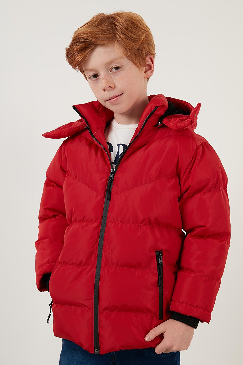 Plush Lined Removable Hooded Winter Coat with Pockets 5761587