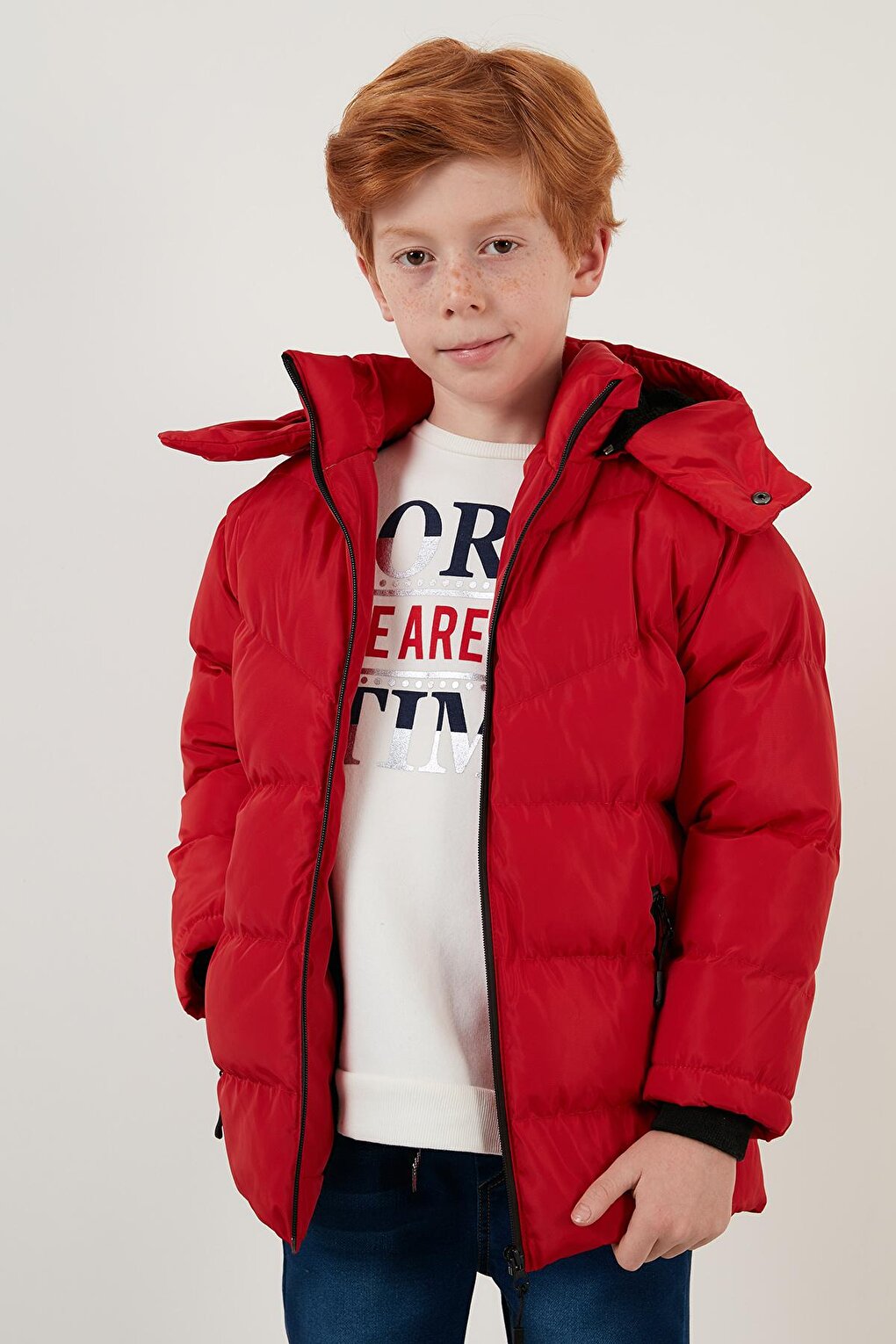 Plush Lined Removable Hooded Winter Coat with Pockets 5761587