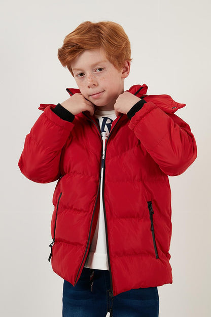 Plush Lined Removable Hooded Winter Coat with Pockets 5761587