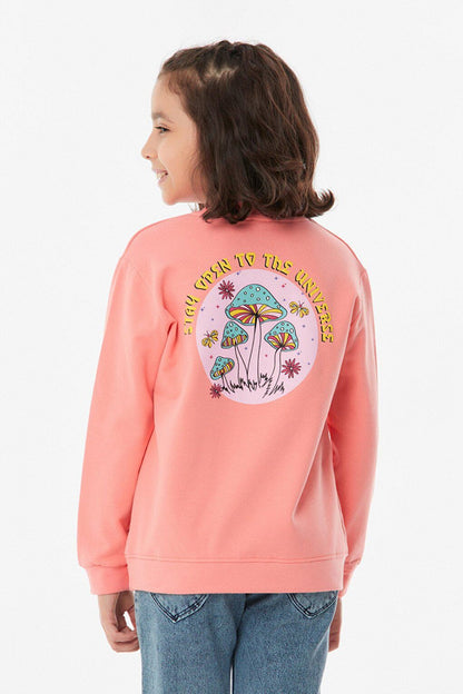 Printed Crew Neck Girl's Sweatshirt