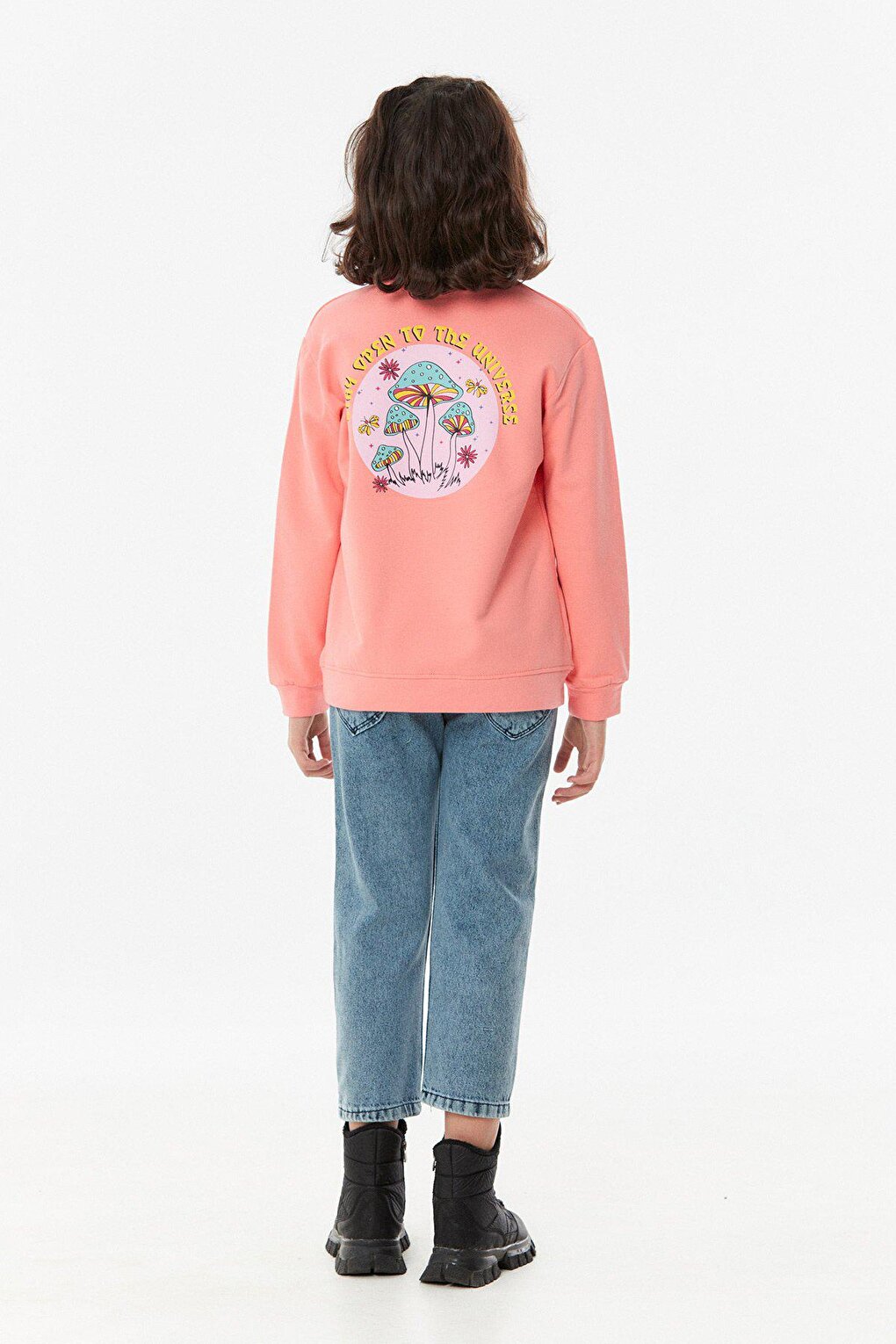 Printed Crew Neck Girl's Sweatshirt