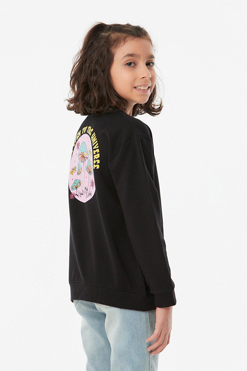 Printed Crew Neck Girl's Sweatshirt