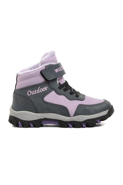 Leo-F Lilac Kids Outdoor Boots with Fur Inside