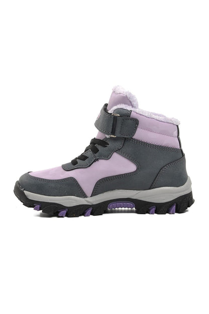 Leo-F Lilac Kids Outdoor Boots with Fur Inside