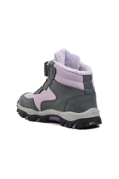 Leo-F Lilac Kids Outdoor Boots with Fur Inside