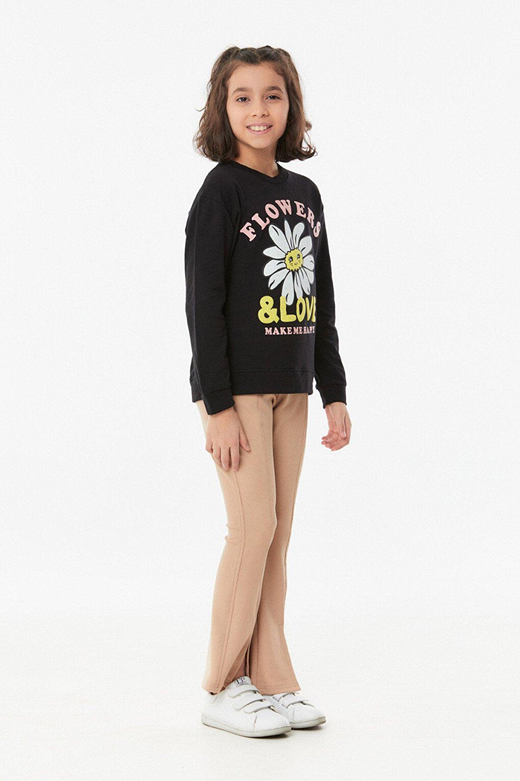 Printed Crew Neck Girl's Sweatshirt