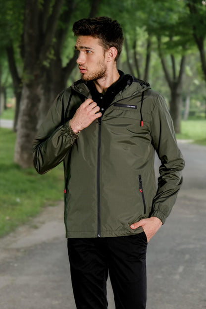 Style Combination Sleeve Elastic Hooded Raincoat PLDP 2900