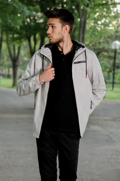 Style Combination Sleeve Elastic Hooded Raincoat PLDP 2900