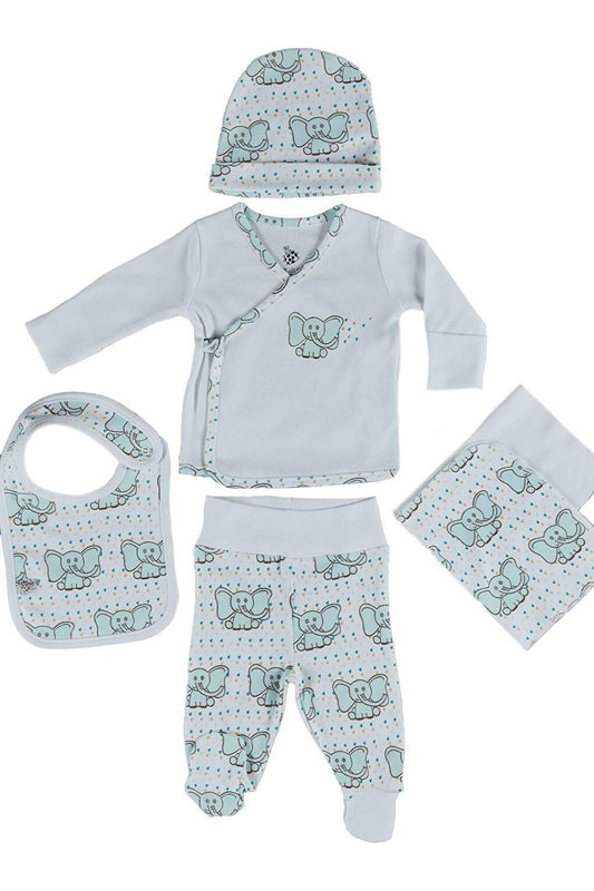 Borneo 5-Piece Hospital Bodysuit Set 100% Organic Cotton Newborn 0-3 Months