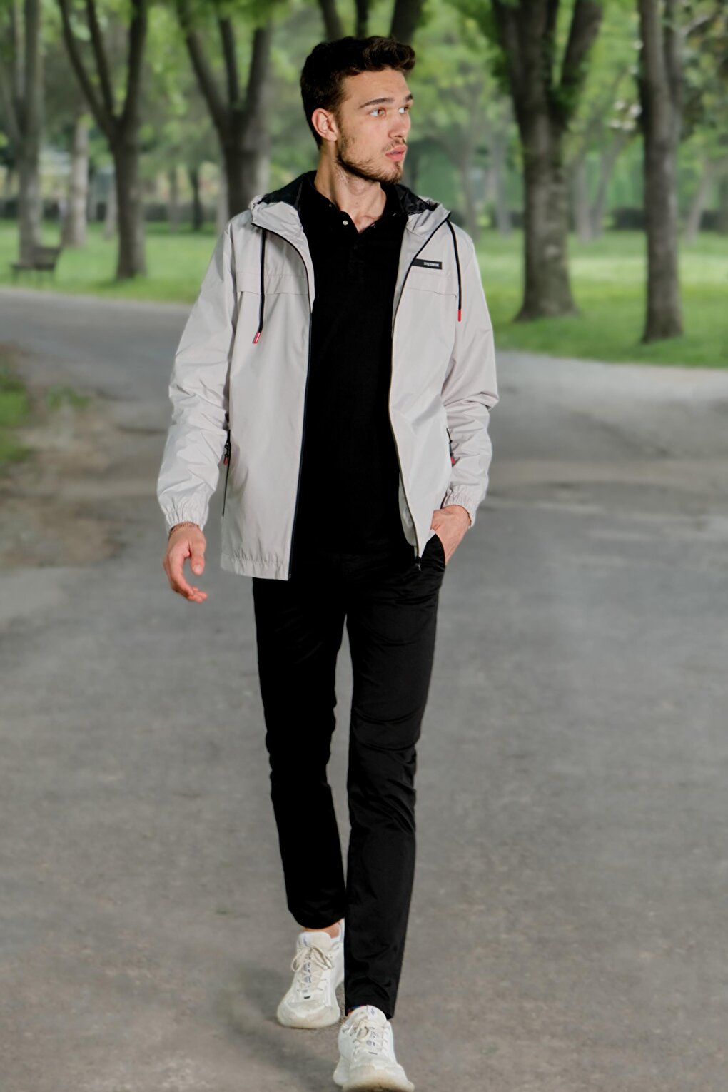 Style Combination Sleeve Elastic Hooded Raincoat PLDP 2900