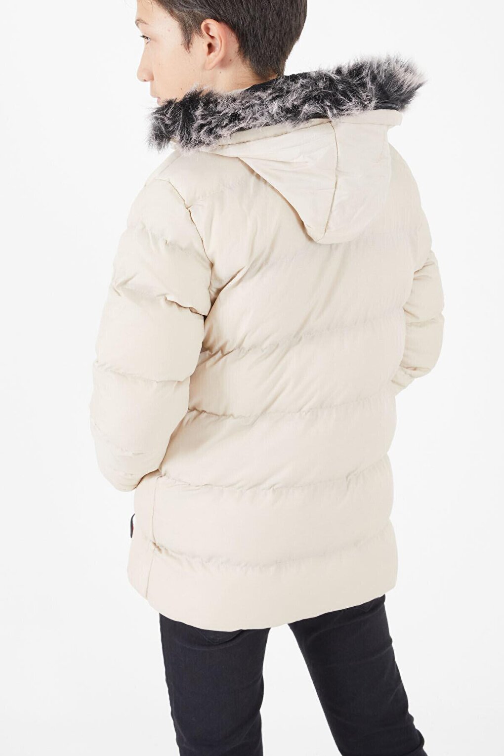 Boy's Puffer Jacket with Pocket Cover Beige 15512