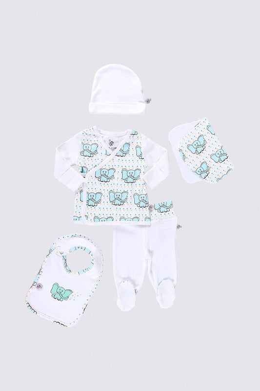 Borneo 5-Piece Hospital Bodysuit Set 100% Organic Cotton Newborn 0-3 Months