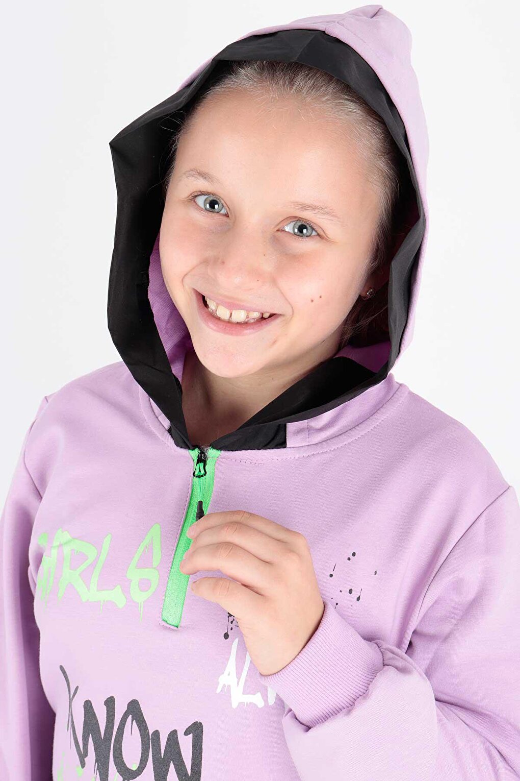 Kids Girl Always Printed Hooded Sweat Long Sleeve Hooded Sweatshirt Cotton Ak722407