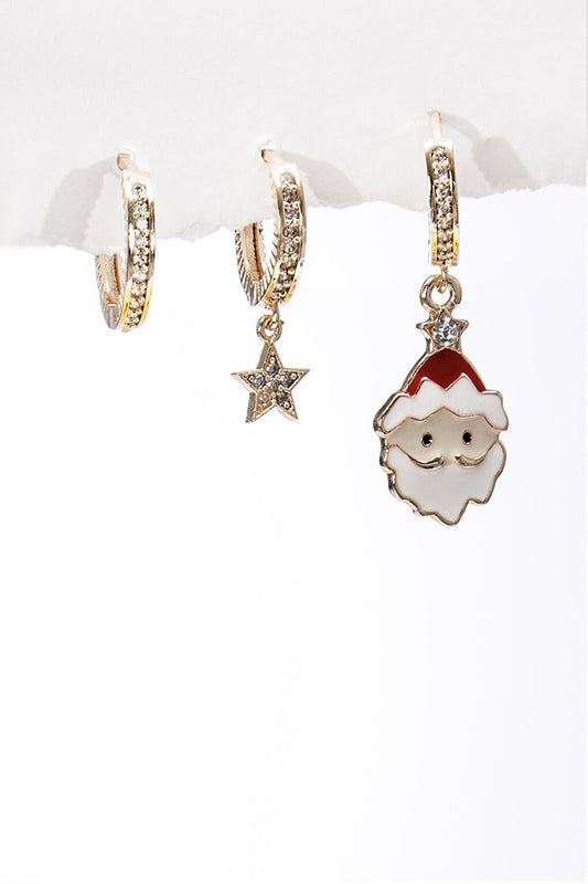 Set of 3 Dangle Santa Claus Earrings