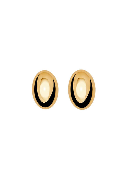 Gold Ellipse Chunky Plump Button Earring