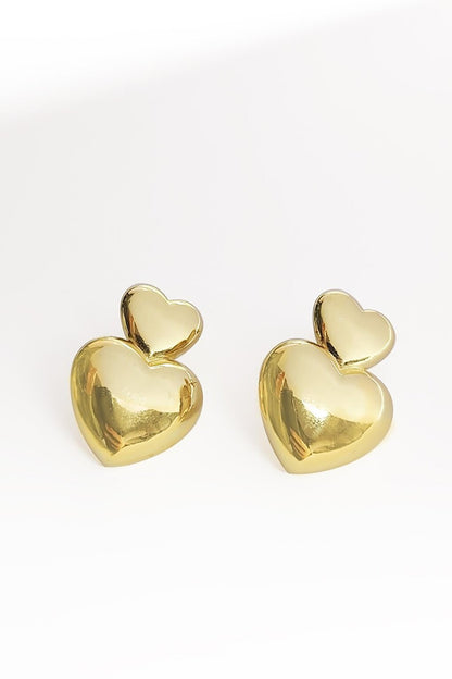 Gold Plated Double Heart Earrings