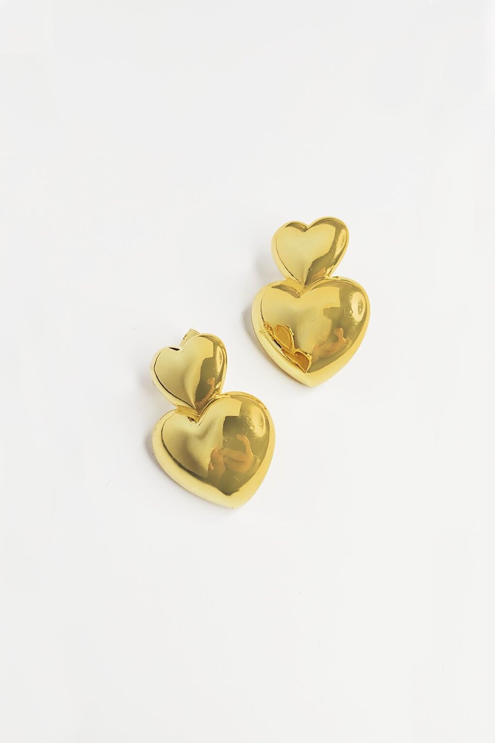 Gold Plated Double Heart Earrings