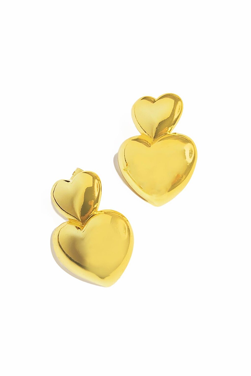 Gold Plated Double Heart Earrings