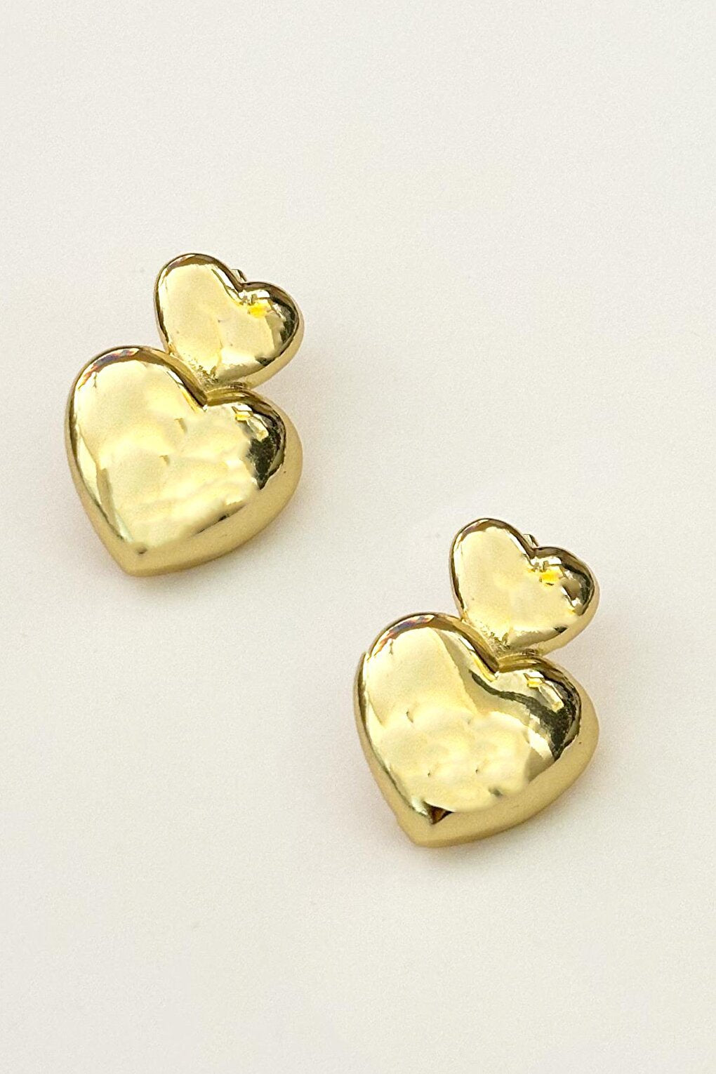 Gold Plated Double Heart Earrings