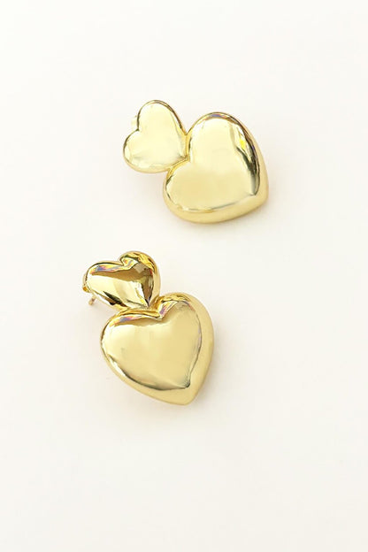 Gold Plated Double Heart Earrings