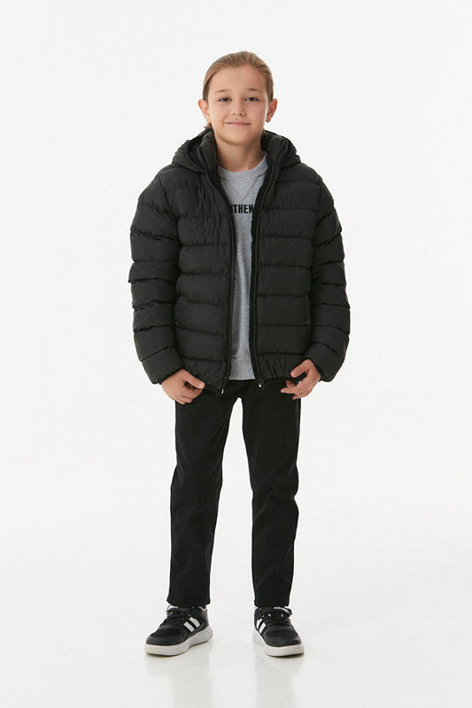 Unisex Children's Puffer Coat with Hooded Zipper