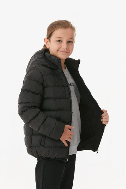 Unisex Children's Puffer Coat with Hooded Zipper