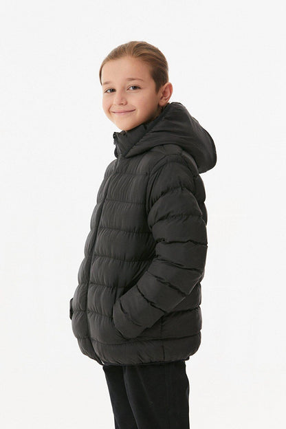 Unisex Children's Puffer Coat with Hooded Zipper