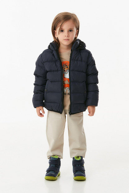 Unisex Children's Puffer Coat with Hooded Zipper