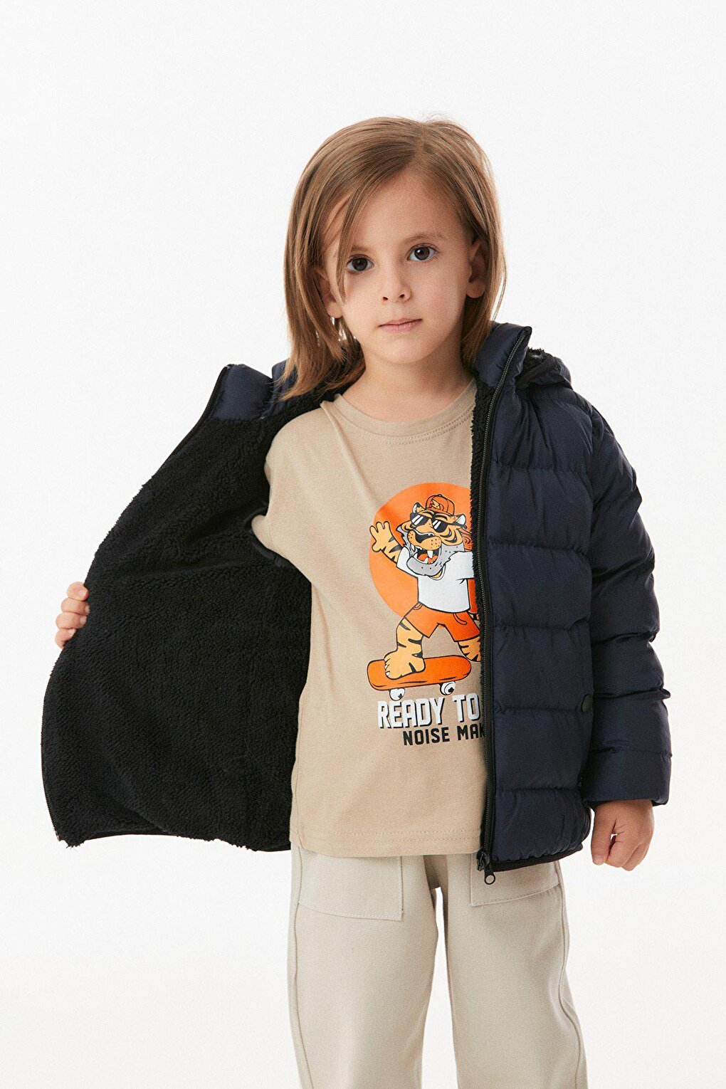 Unisex Children's Puffer Coat with Hooded Zipper