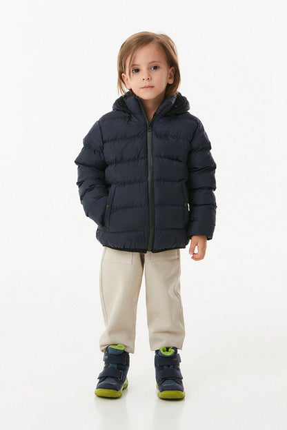 Unisex Children's Puffer Coat with Hooded Zipper