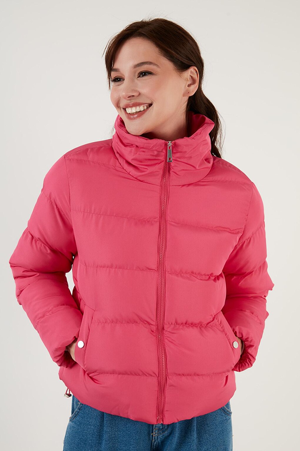 Stand Collar Pocket Puffer Short Coat 6020045