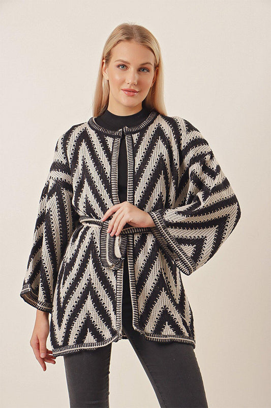 Zigzag Pattern Knitwear Cardigan