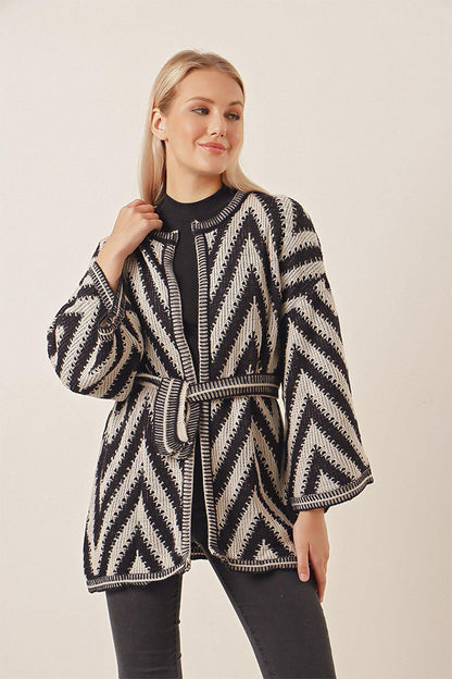 Zigzag Pattern Knitwear Cardigan