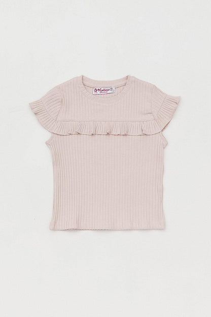 Ribbed Front Ruffle Girls Bodysuit