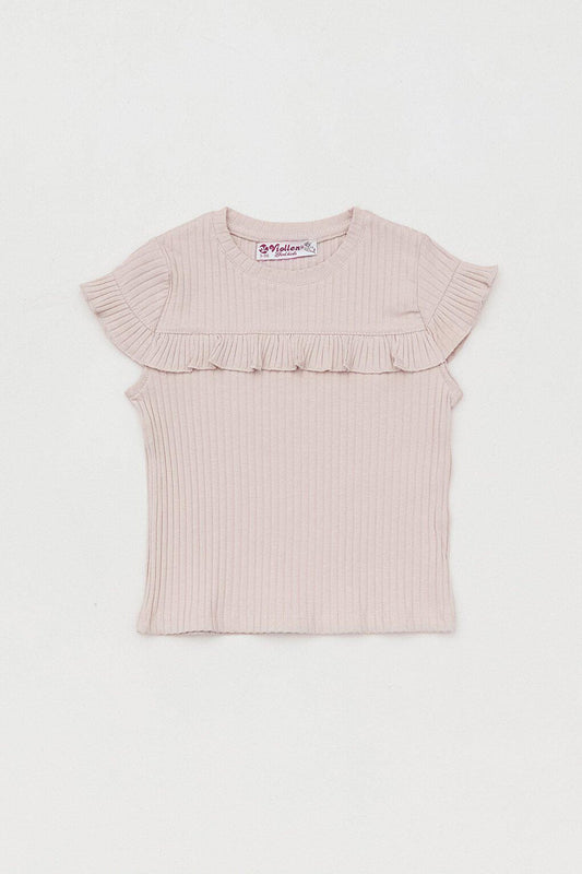 Ribbed Front Ruffle Girls Bodysuit