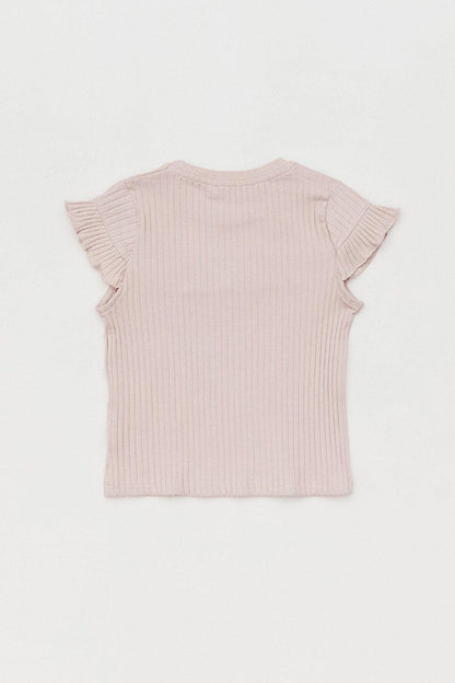 Ribbed Front Ruffle Girls Bodysuit