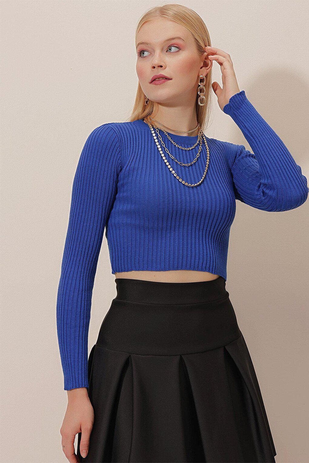 Long Sleeve Bagel Collar Knitwear BLOUSE