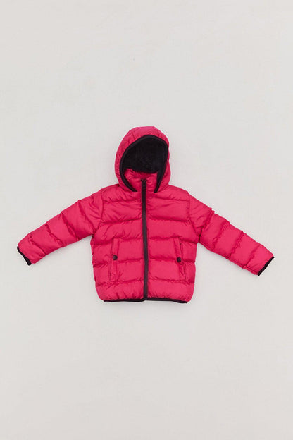 Unisex Children's Puffer Coat with Hooded Zipper