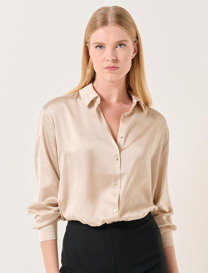 Stone Long Sleeve Satin Shirt