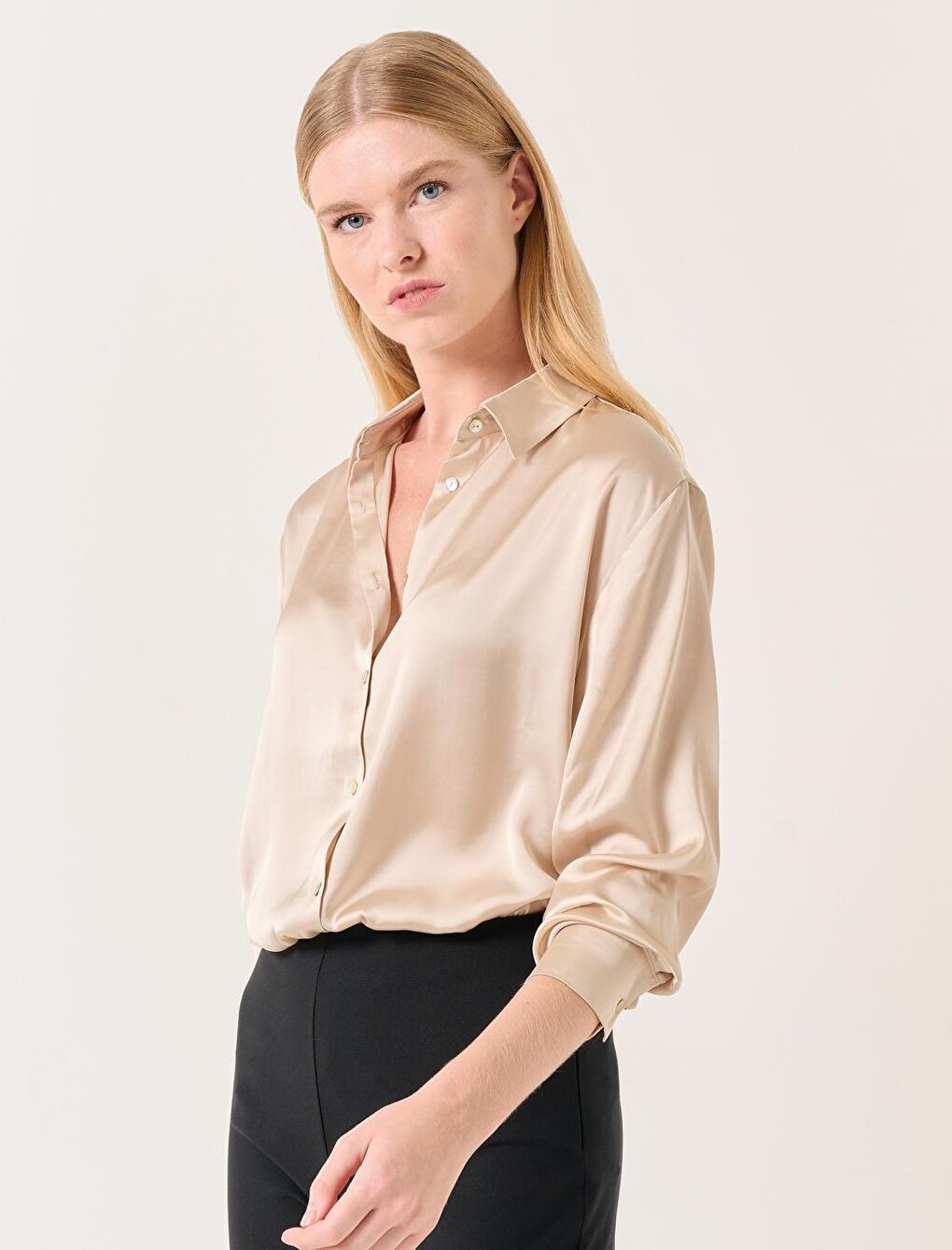 Stone Long Sleeve Satin Shirt