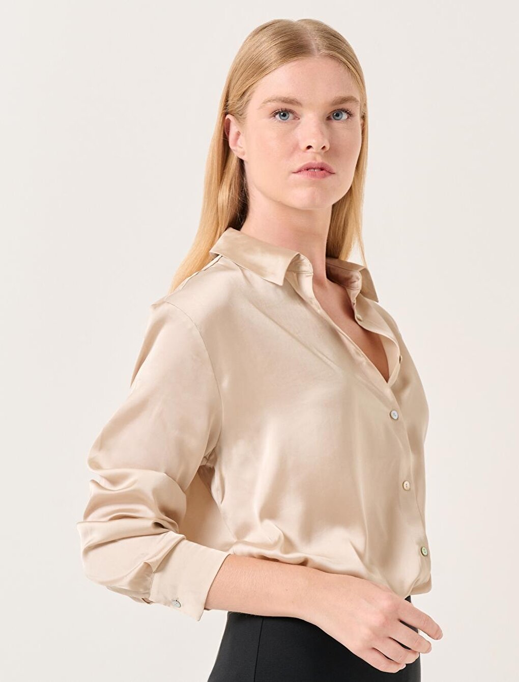 Stone Long Sleeve Satin Shirt