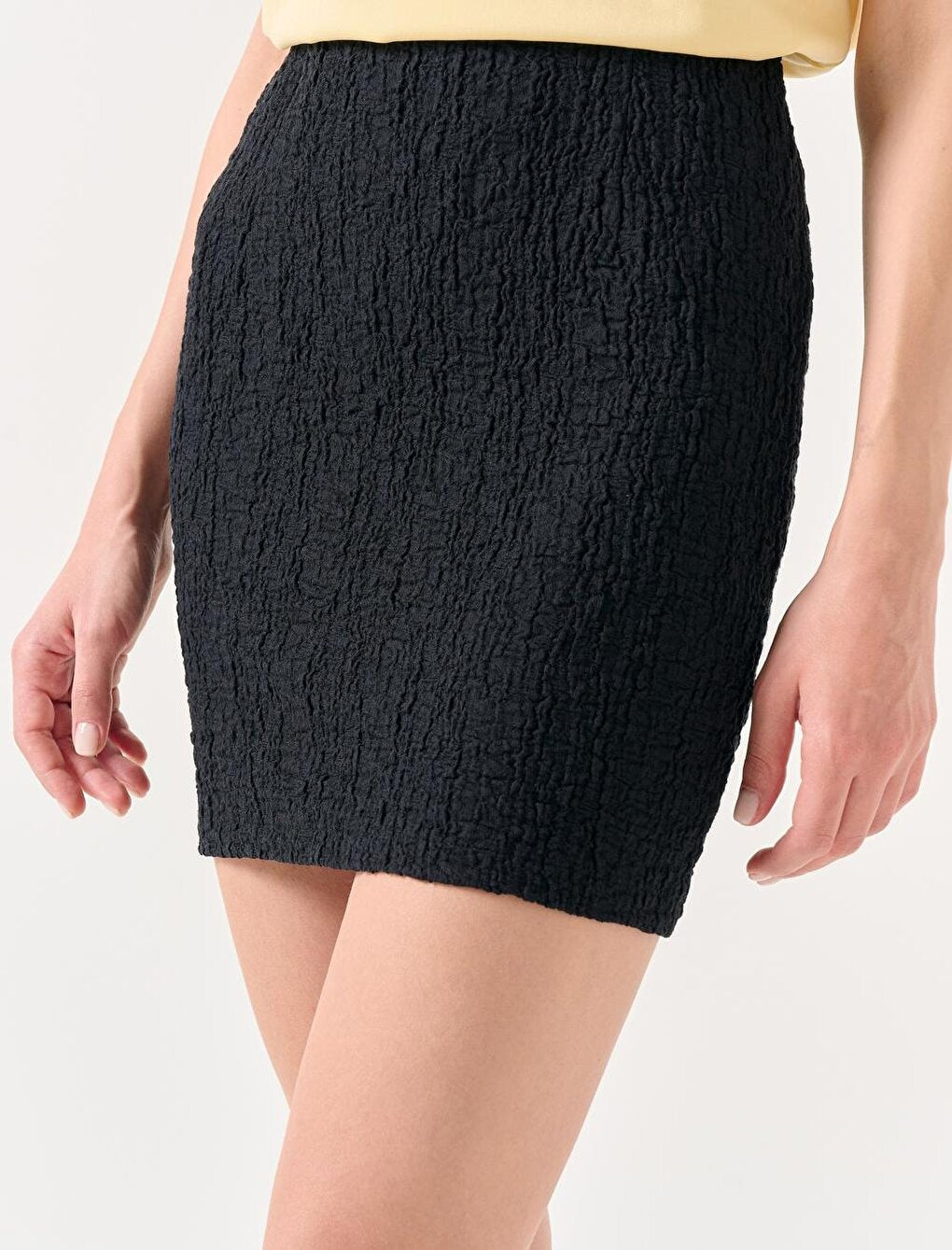 Black Slim Fit Normal Waist Woven Skirt