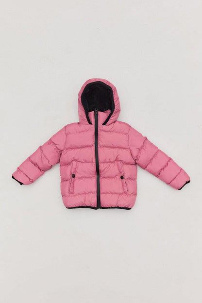 Unisex Children's Puffer Coat with Hooded Zipper