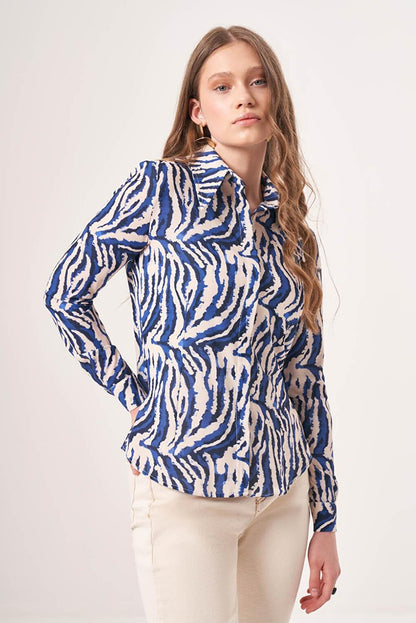 Zebra Colored Blue Shirt