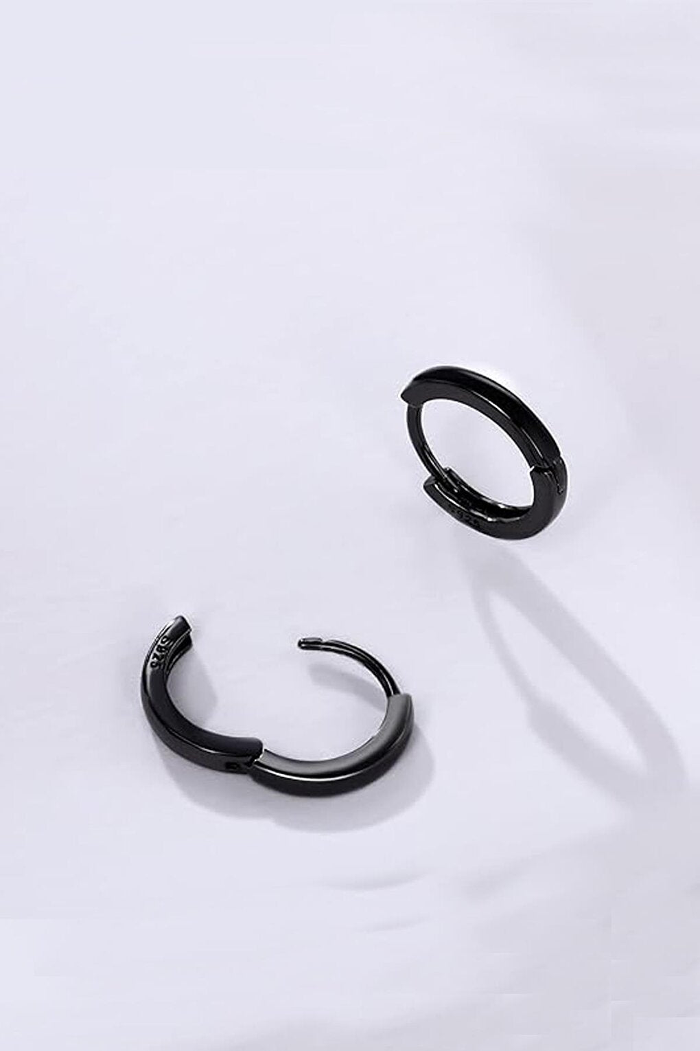 Stainless Steel Unisex Mini Black Hoop Earrings