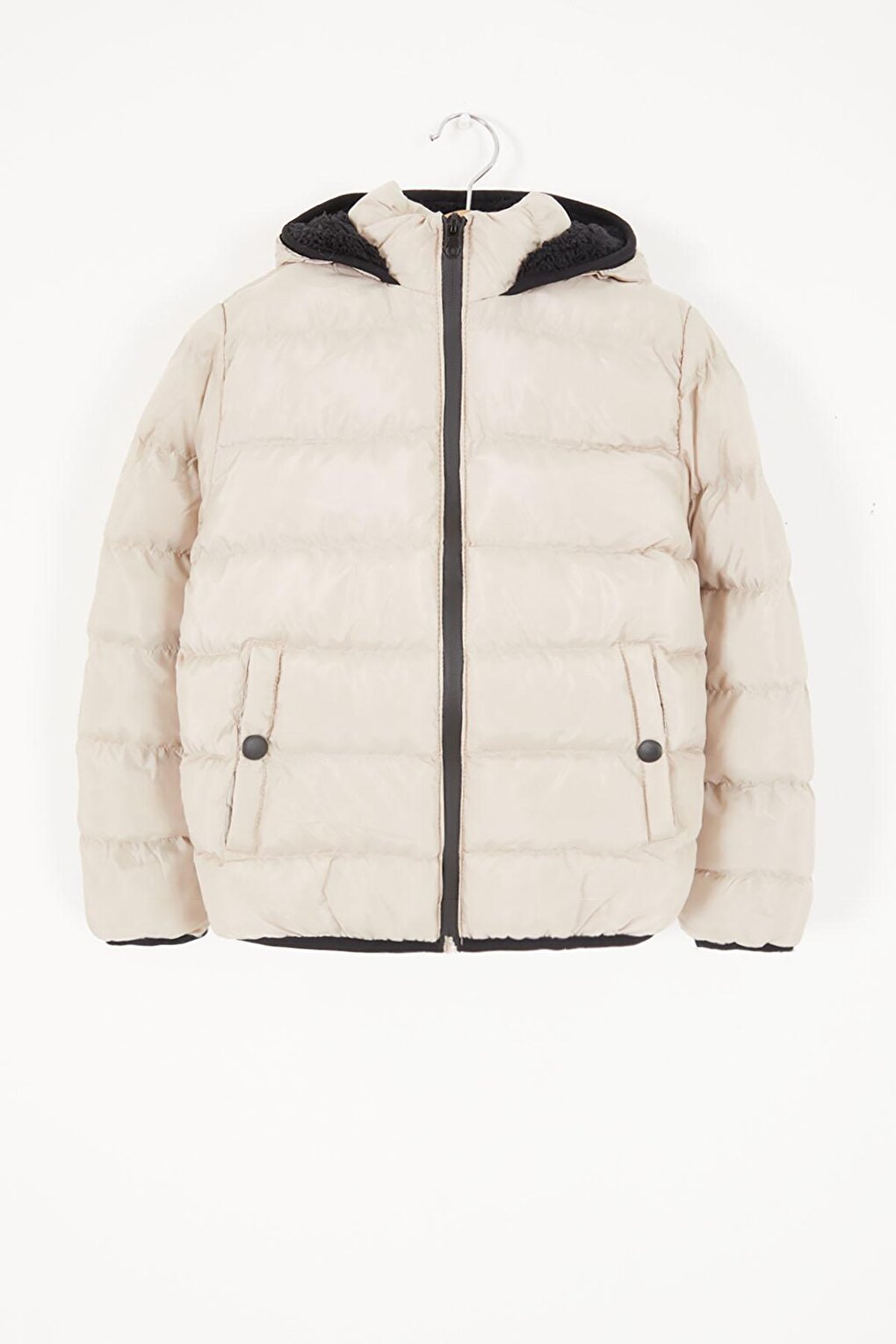 Boy's Straight Stitched Cream Puffer Coat 15640