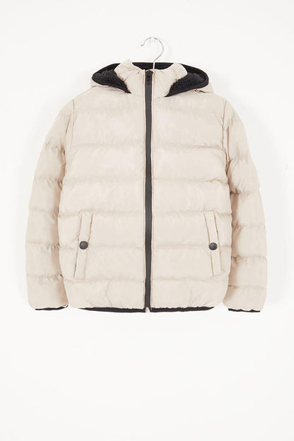 Boy's Straight Stitched Cream Puffer Coat 15640