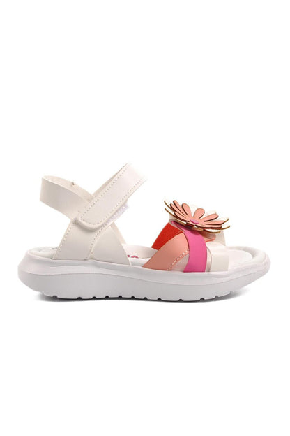 Şng 8010-P White-Fuchsia-Pink Girl's Sandals