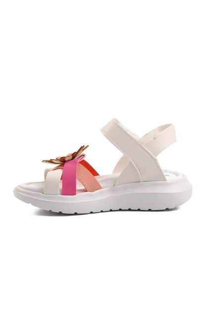 Şng 8010-P White-Fuchsia-Pink Girl's Sandals